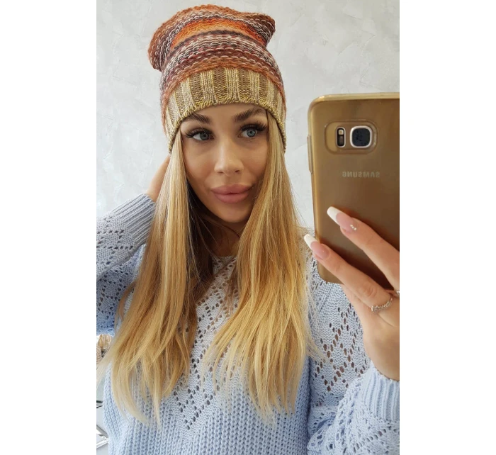 Krystyna fleecová čiapka K207 hnedá + béžová