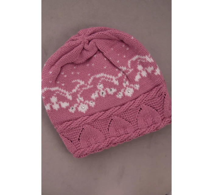 Dámska čiapka Kira K374 tmavo ružová+biela Dámska čiapka Kira K374 tmavo ružová+biela