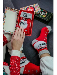Unisex vianočné ponožky v krabici - 1 pár so snehuliakom