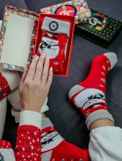 Unisex vianočné ponožky v krabici - 1 pár so snehuliakom