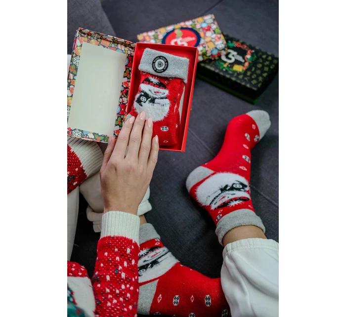Unisex vianočné ponožky v krabici - 1 pár so snehuliakom