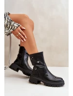 Botki Damskie Eko Skórzane Na Zamek Z Ozdobnymi Detalami Czarne Reritha Botki Damskie Eko Skórzane Na Zamek Z Ozdobnymi Detalami Czarne Reritha