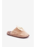 Dámské Pantofle S Kožešinou A Mašlí Béžové model 21681839 - Boto