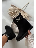 Botki Damskie Na Koturnie Z Ozdobnym Detalem Czarne Marivana