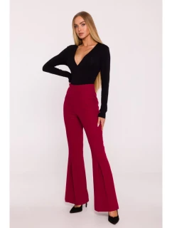 M874 Nohavice s rozšírenými nohavicami - bordové