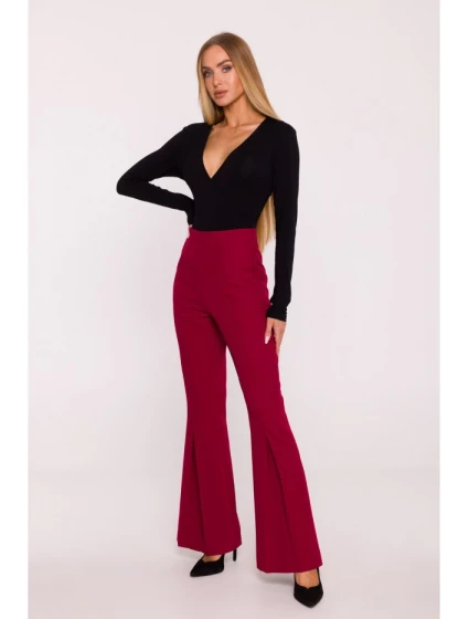 model 21295983 Kalhoty s rozšířenými nohavicemi bordó - Moe