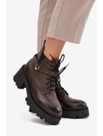 Dámske členkové topánky so zdobeným pásikom Zazoo - čokoládové Dámske členkové topánky so zdobeným pásikom Zazoo - čokoládové