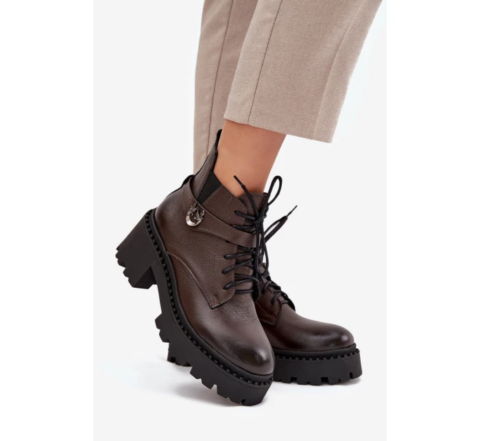 Dámske členkové topánky so zdobeným pásikom Zazoo - čokoládové Dámske členkové topánky so zdobeným pásikom Zazoo - čokoládové