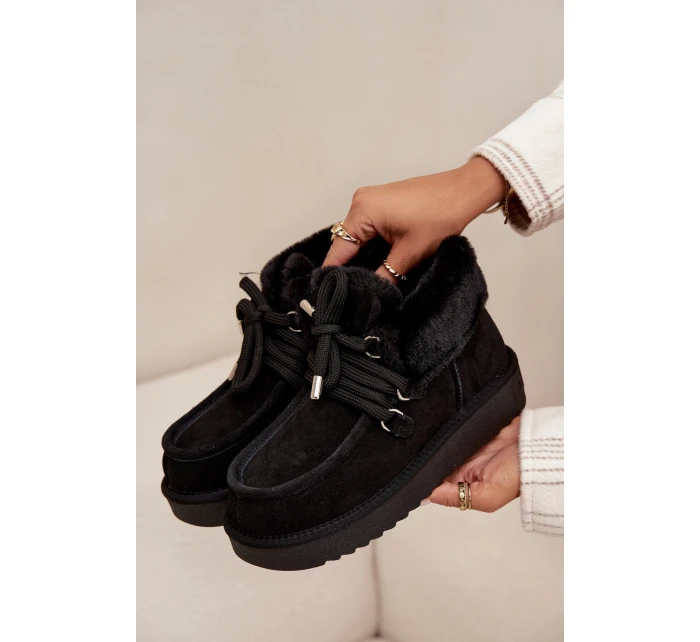 D.Franklin dámske snežnice z prírodného semišu - čierne D.Franklin dámske snežnice z prírodného semišu - čierne