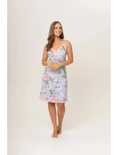 Dámska nočná košieľka 01/068 sv. modrá s kvetmi - Karol