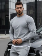 Pánska hladká sivá mikina BX3354