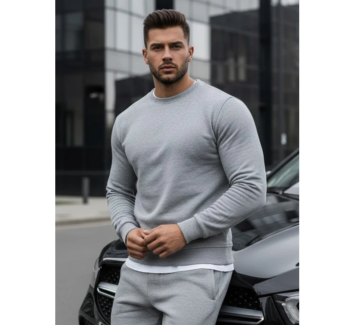 Pánska hladká sivá mikina BX3354