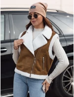 Dámská semišová vesta s ovčí kůží camel Dstreet model 21981586 - FashionStreet