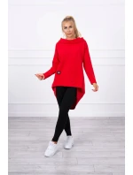 Mikina s dlhým chrbtom a kapucňou červená