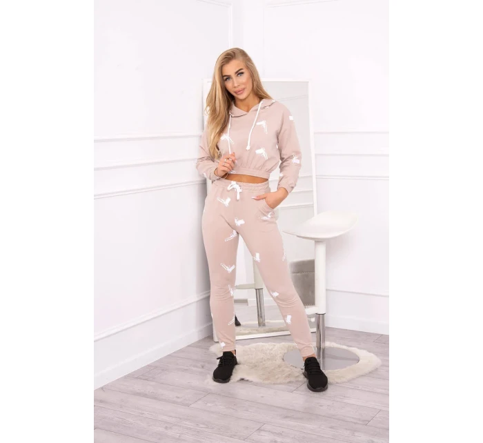 Sada s potlačou pištole béžová