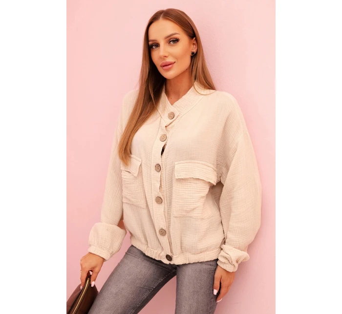 Dámská mušelínová košile s dlouhým rukávem béžová