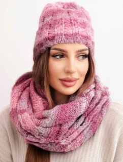 Dámská zimní souprava s čepice a nákrčník s  tmavě růžová model 21878013 - K-Fashion