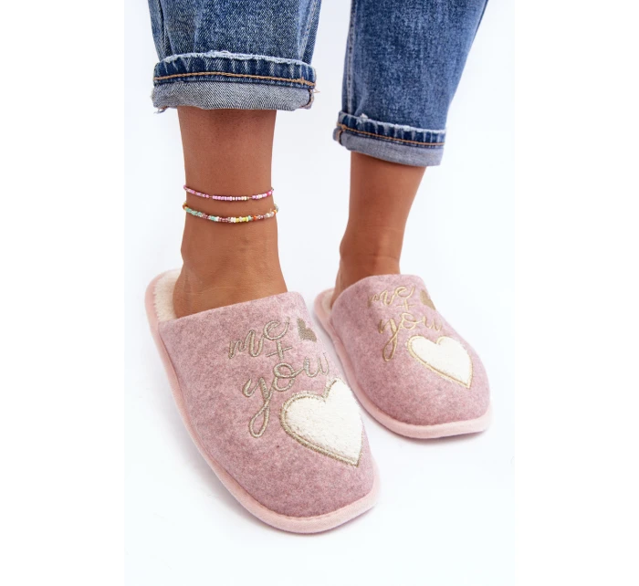 Damskie Klasyczne Kapcie Wsuwane Ocieplane Różowe Mabira