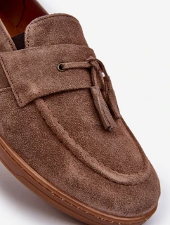 Pánské semišové mokasíny polobotky model 21641503 hnědé - Zazoo