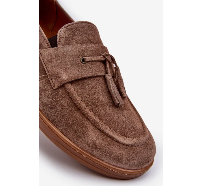 Pánské semišové mokasíny polobotky model 21641503 hnědé - Zazoo