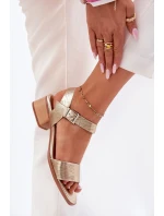 Kožené Dámské Sandály Na Podpatku model 21694741 Zlaté - Maciejka