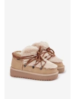 Śniegowce Dziecięce Młodzieżowe Z Futerkiem D.Franklin DFSH370011 Beżowe