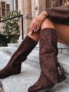 Ocieplane Kozaki Damskie Z Klamrami Czekoladowe Umbria