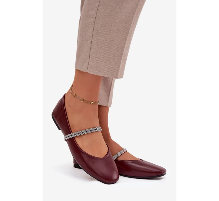 Dámské baleríny s lesklými pásky Bordó Ilirene Dámské baleríny s lesklými pásky Bordó Ilirene