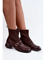 Kožené kotníkové boty s Hnědé model 22368313 - Maciejka Kožené kotníkové boty s Hnědé model 22368313 - Maciejka