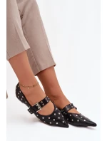 Dámske baleríny z ekokože s kamienkami a prackou Arlenne - čierne Dámske baleríny z ekokože s kamienkami a prackou Arlenne - čierne