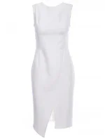 Plášťové šaty bez rukávov S105 ecru - Stylove