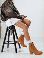Dámske semišové čižmy na podpätku camel FashionStreet ZY1233