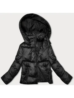 Čierna krátka páperová zimná bunda (B8193-1)