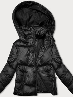 Krátka čierna páperová zimná bunda (B8193-1)