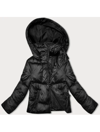 Čierna krátka páperová zimná bunda (B8193-1)