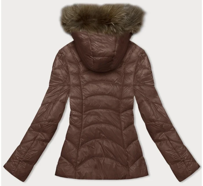 Dámska prechodná prešívaná bunda s kapucňou Glakate camel (LU-2202)