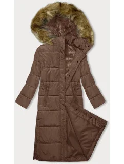Dlouhá zimní bunda ve velbloudí barvě s kapucí model 21247377 - MELYA MELODY