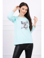 Halenka s potiskem Star Style v mátové barvě Halenka s potiskem Star Style v mátové barvě