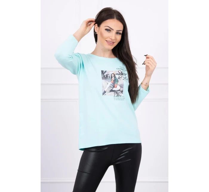 Halenka s potiskem Star Style v mátové barvě Halenka s potiskem Star Style v mátové barvě