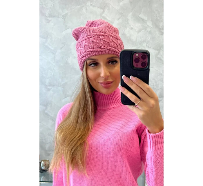 Dámska čiapka Aniela K338 tmavo ružová