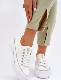 Materiałowe Trampki Na Platformie Big Star LL274150 Białe
