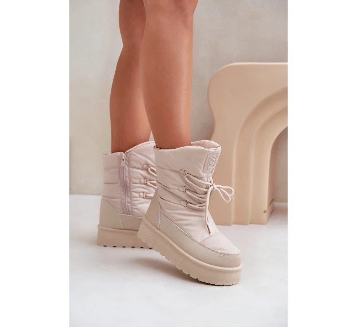 Śniegowce Na Platformie Na Zamek Big Star OO274885 Beżowe Śniegowce Na Platformie Na Zamek Big Star OO274885 Beżowe