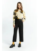 Dámske elegantné nohavice s logom značky / Čierna - Monnari