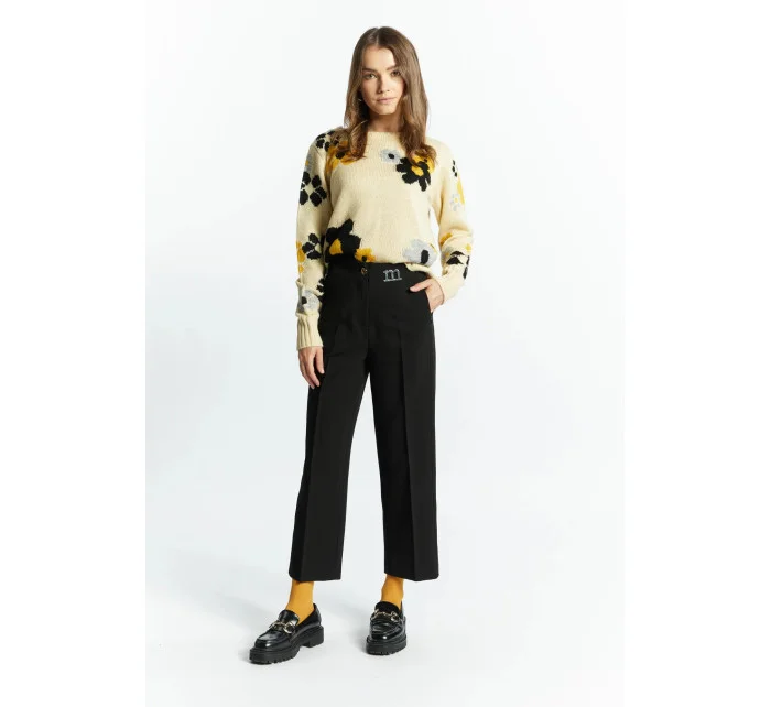 Dámske elegantné nohavice s logom značky / Čierna - Monnari