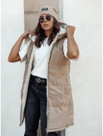 Dámská dlouhá prošívaná vesta s kapucí béžová Dstreet model 21980596 - FashionStreet