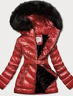 Lesklá zimná bunda pre medvedíka bordová (w673)