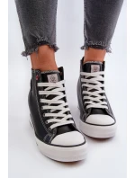 Trampki Damskie Na Koturnie Cross Jeans NN2R4005 Czarne