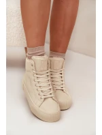 Ocieplane Trampki Damskie Na Platformie Big Star OO274795 Beżowe Ocieplane Trampki Damskie Na Platformie Big Star OO274795 Beżowe