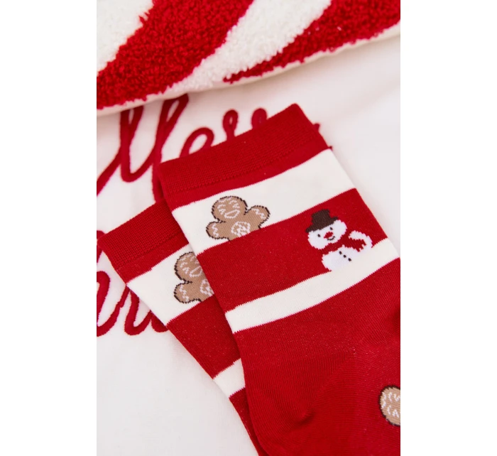 Dámské vánoční ponožky s pruhy červenobílé
