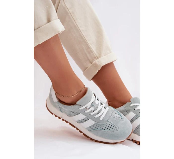 Dámské tenisky z přírodního semiše mátové model 22007477 - EVENTO